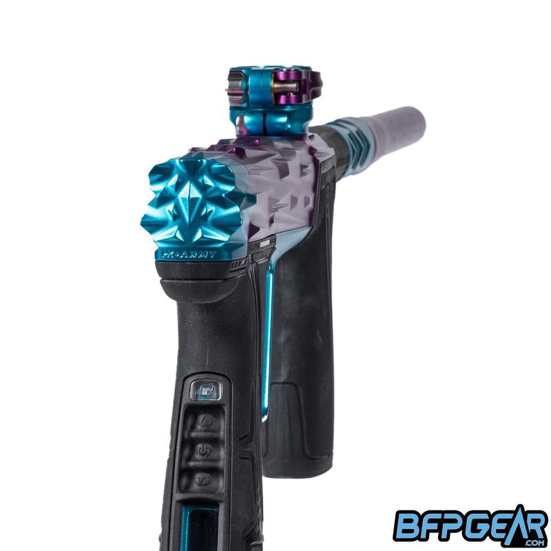 The HK Army RAZR Geo R5. A special cut of the popular GEO R5. Color way is purple with teal accents.