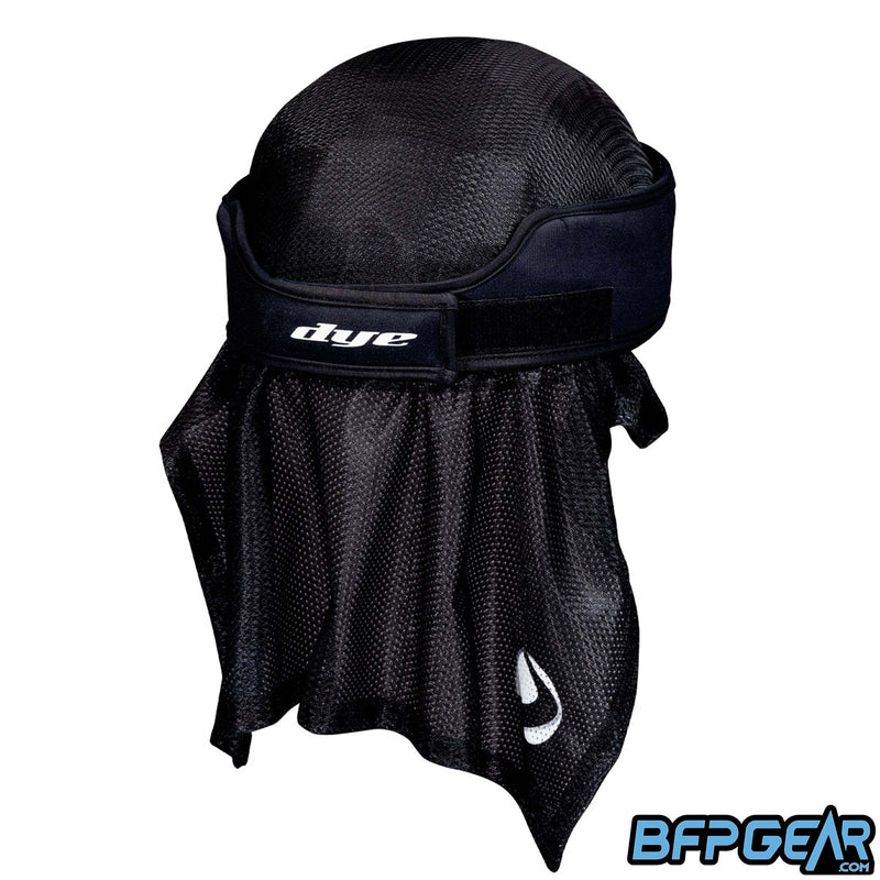 The Halo Headwraps have a mesh that drapes over the back of your neck, and is secured via velcro strap.