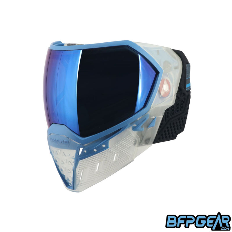 The Clear and Blue EVS goggle system.