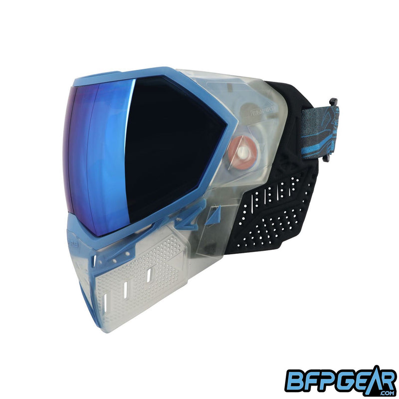 The Clear and Blue EVS goggle system.