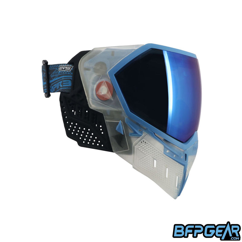 The Clear and Blue EVS goggle system.