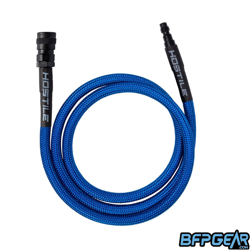 The 42" Flex Line Hose from HK Army in blue. Each Flex Hose has a male end, and a female quick-disconnect end.