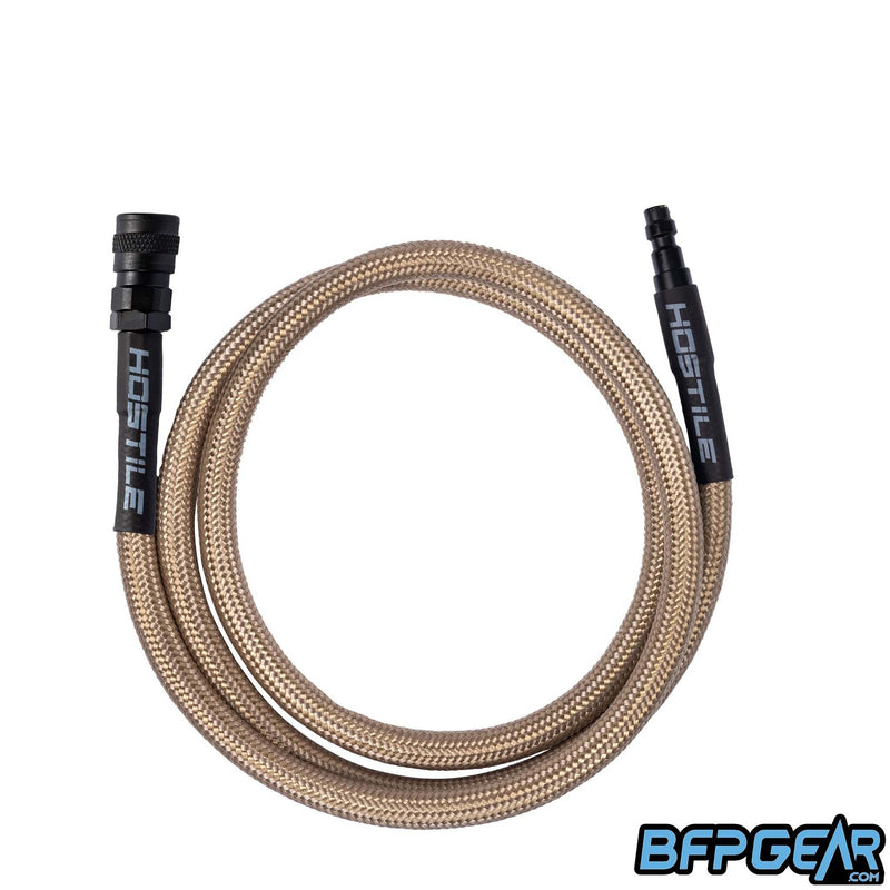 The 42" Flex Line Hose from HK Army in gold. Each Flex Hose has a male end, and a female quick-disconnect end.