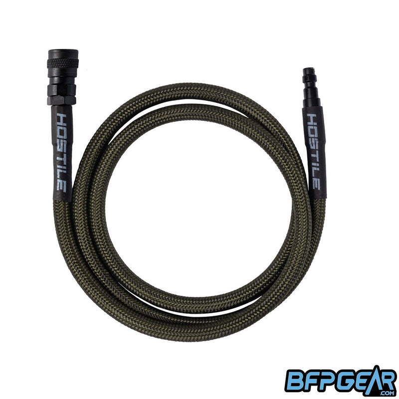 The 42" Flex Line Hose from HK Army in olive. Each Flex Hose has a male end, and a female quick-disconnect end.