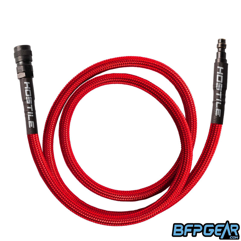 The 42" Flex Line Hose from HK Army in red. Each Flex Hose has a male end, and a female quick-disconnect end.