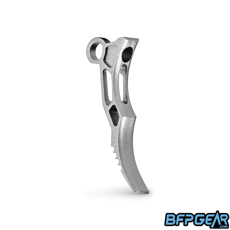 The HK Army Death Blade Trigger for the CS2, CS3, and Geo R5 in the Grim style, color is silver.