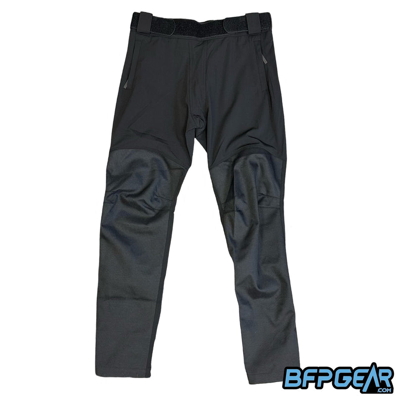 The Kinetic KP-K pants. Come in all black and are fitted like dress pants.