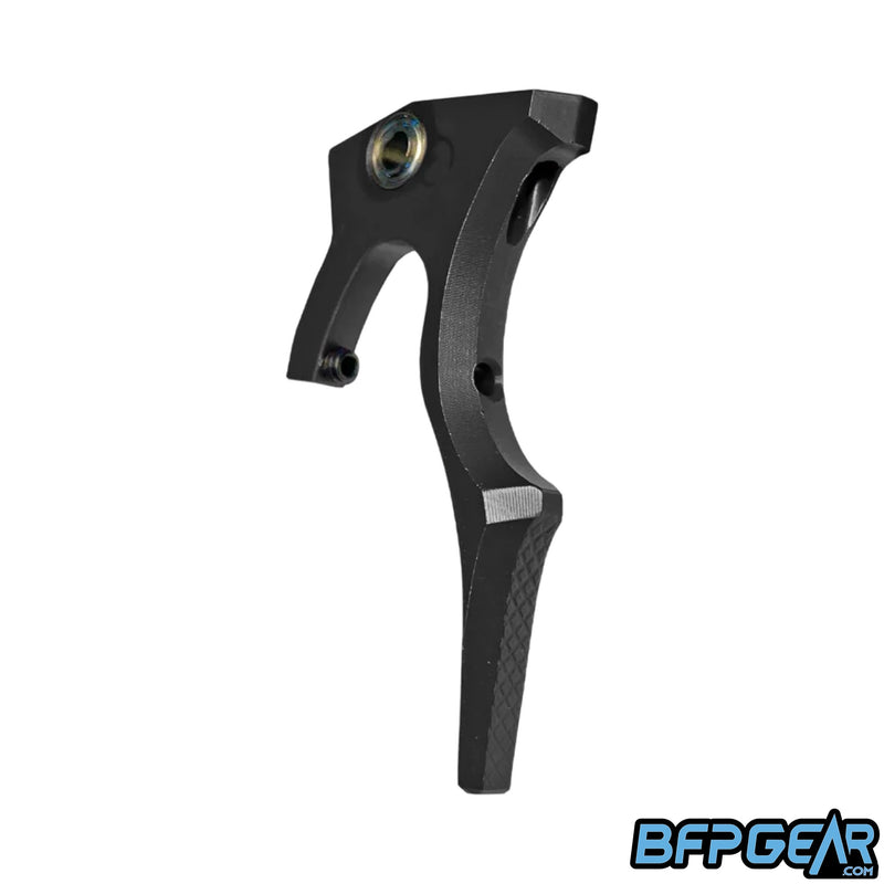 The Luxe IDOL Haptic Deuce trigger by Infamous Paintball. Color way is dust black.