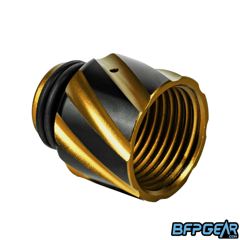 Each thread protector can screw onto any paintball air tank regulator.